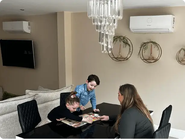 A family at a table